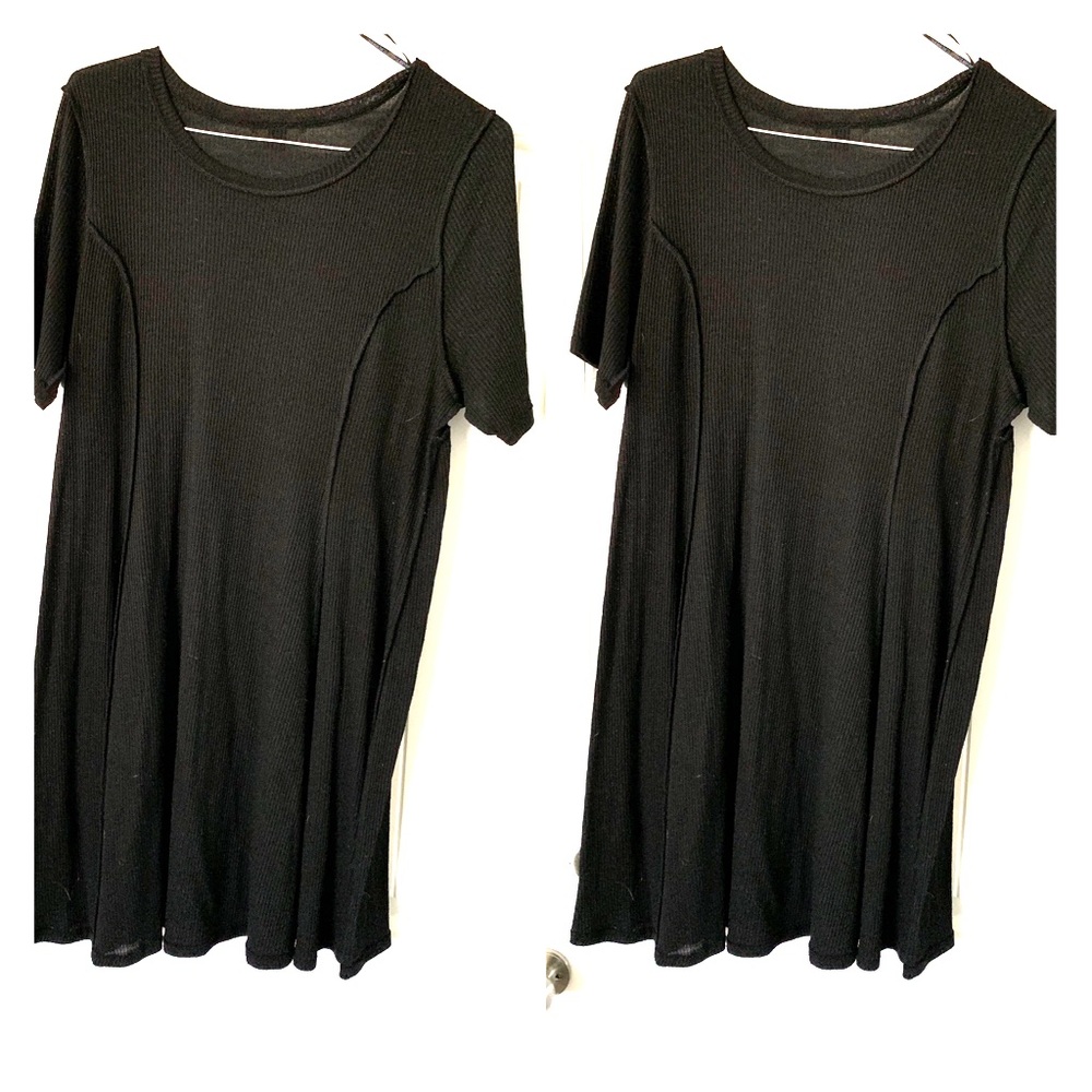 Black ribbed swing dress